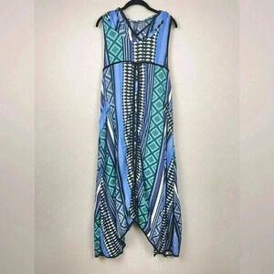 LASTAMPA Women's Medium Hooded Sleeveless Coverup Dress Handkerchief Hem